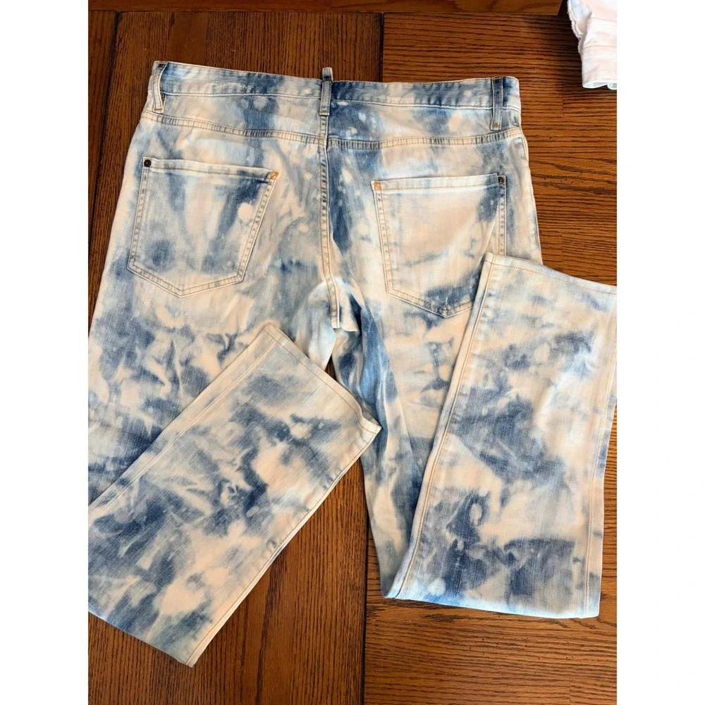 DSQUARED2 Cool Guy Jeans 52 Blue White Tie Dye Denim Made Italy Mens W36